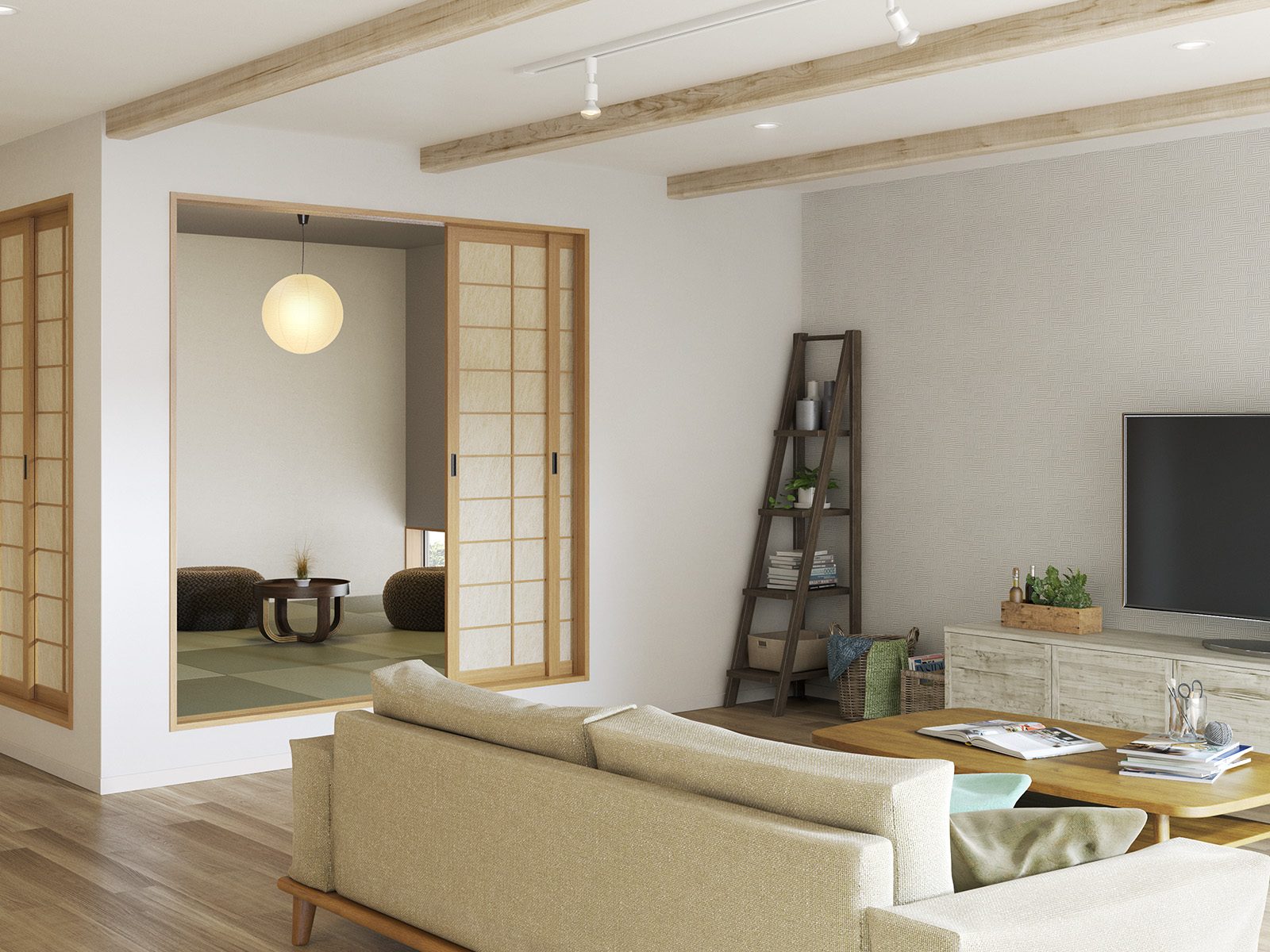 市松の立体デザインが特徴の石目柄壁紙のご紹介 エルム室内 熊谷市